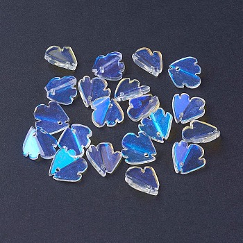 Electroplate Glass Pendants, AB Color Plated, Petal, Clear AB, 16x15x5mm, Hole: 1.4mm
