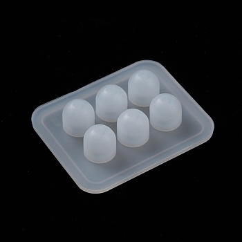 Silicone Bead Molds, Resin Casting Molds, For UV Resin, Epoxy Resin Jewelry Making, Oval, White, 7.2x5.9x1.7cm, hole: 2.5mm, Inner Size: 8mm