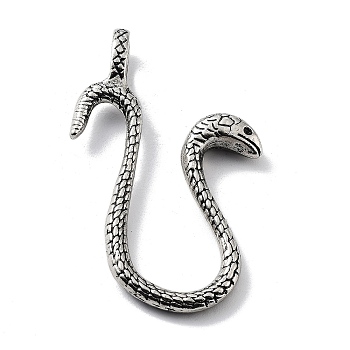 Tibetan Style Alloy Pendants, Snake Charms, Antique Silver, 56.5x35x7mm, Hole: 8x4.5mm