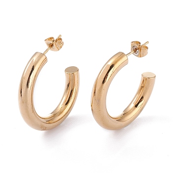 201 Stainless Steel Stud Earrings, with 304 Stainless Steel Pin, Ring, Golden, 28x5mm, Pin: 0.8mm