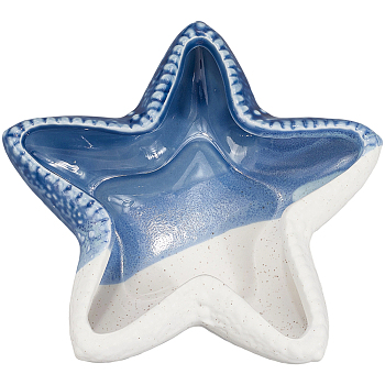 Ocean Themed Ceramic Jewelry Plate, Storage Tray for Rings, Necklaces, Earring, Starfish, 150x152x37.5mm