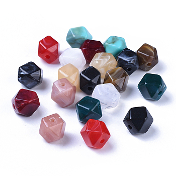 Acrylic Beads, Imitation Gemstone Style, Polygon, Mixed Color, 11.5x10x10mm, Hole: 2mm
