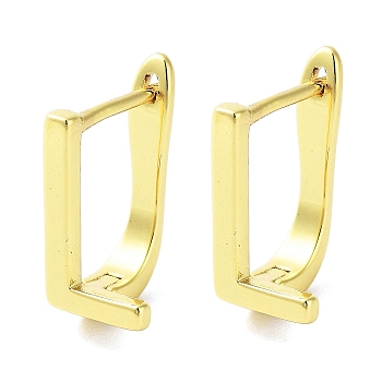 Brass Letter Stud Earrings for Women, Lead Free & Cadmium Free, Real 18K Gold Plated, Letter L, 15.5x7mm