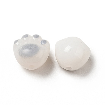 Opaque Acrylic Beads, Cat Paw, Light Grey, 11x12x9.7mm, Hole: 1.6mm