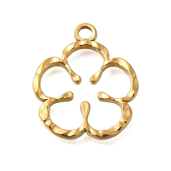 PVD Vacuum Plating 201 Stainless Steel Pendants, Flower Charm, Real 18K Gold Plated, 25x22x3mm, Hole: 2.5mm