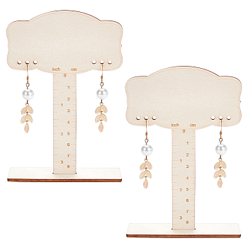 1 Set Wooden Earring Display Stands, Floral White, 9.6x2.95x14.4cm