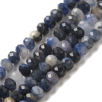 Natural Blue Aventurine Beads Strands, Faceted, Rondelle, 3.5~4x3mm, Hole: 0.7mm, about 127~132pcs/strand, 14.96~15.16''(38~38.5cm)