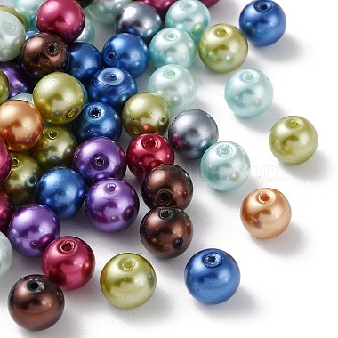 10mm Mixed Color Round Glass Pearl Beads