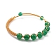 Bracelet manchette en perles d'agate verte naturelle(BJEW-A122-02C)-1