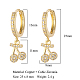 Clear Cubic Zirconia Cherry Dangle Hoop Earrings(EJEW-OY001-13G)-2