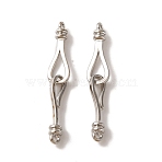 Brass Hook and S-Hook Clasps, Cadmium Free & Nickel Free & Lead Free, Platinum, 33mm, Hole: 1.4mm(KK-U016-04P)