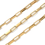 Handmade 304 Stainless Steel Rectangle Box Chains, Unwelded, with Spool, Ion Plating(IP), Real 18K Gold Plated, 8x3.5x1.5mm(STAS-F341-04G)