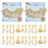 Music Theme Stitch Markers, Alloy Rhinestone Crochet Lobster Clasp Charms, Locking Stitch Marker with Wine Glass Charm Ring, Musical Note/Trumpet/Drum, Light Gold, 3.5~4.5cm, 6 style, 2pcs/style, 12pcs/set(HJEW-AB00183)