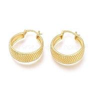 Brass Thick Hoop Earrings, Long-Lasting Plated, Textured, Ring, Real 18K Gold Plated, 30.5x25.5x9.7mm, Pin: 1.5mm(EJEW-H104-04G)