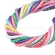 10 Strands 10 Colors Handmade Polymer Clay Beads Strands, Pearlized, Disc/Flat Round, Heishi Beads, Mixed Color, 6mm, 15.75''(40cm), 1 strand/color(CLAY-CJ0001-75)
