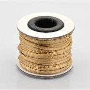 Macrame Rattail Chinese Knot Making Cords Round Nylon Braided String Threads, Satin Cord, Pale Goldenrod, 2mm, about 10.93 yards(10m)/roll(NWIR-O001-A-19)