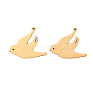 304 Stainless Steel Pendants, Laser Cut, Swallow, Real 14K Gold Plated, 17x20x1mm, Hole: 1mm(STAS-S116-189G)