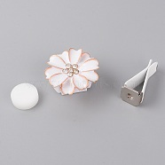 Zinc Alloy with Rhinestones Car Perfume Decoration Set, Chrysanthemum, White, 32.5x16mm, Inner Diameter: 17x9mm(DIY-TAC0011-03B)