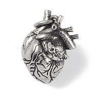Viking 316 Surgical Stainless Steel Pendants, with Jump Rings, Heart Charm, Antique Silver, 31x22.5x21.5mm, Hole: 6.5mm(STAS-E212-19AS)