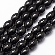 Natural Black Onyx Beads Strands, Dyed & Heated, Rice, 9x6mm, Hole: 1.2mm, about 43pcs/strand(G-N0171-04-6X9mm)