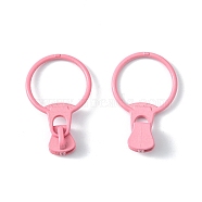 Alloy Zipper, with Resin Puller, Round, Cadmium Free & Lead Free, Hot Pink, 37mm, ring: 31.5x23.5x1.5mm, zipper puller: 10.5x9x7.5mm(PALLOY-WH0079-16B-RS)