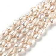 Natural Cultured Freshwater Pearl Beads Strands, Rice, Bisque, 8~9.5x4~6mm, Hole: 0.7mm, about 40pcs/strand, 13.98 inch(35.5cm)(PEAR-L033-32D)