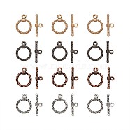 Tibetan Style Alloy Toggle Clasps, Mixed Color, Ring: 22x17.5x2mm, hole: 2mm, Bar: 25.5x8x3mm, hole: 2mm, 5set/color, 20set/bag(PALLOY-TA0020-01)