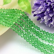 Faceted Imitation Austrian Crystal Bead Strands, Grade AAA, Bicone, Lime Green, 10x10mm, Hole: 0.9~1mm, about 40pcs/strand, 15.7 inch(G-M180-10mm-15A)