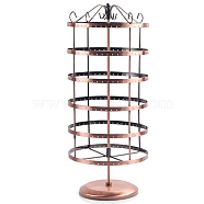 6-Tier Rotatable Iron Earring Display Towers, with 288 Holes, Red Copper, 19.5x19.5x48cm(PW-WG73263-02)