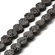 Electroplated Natural Lava Rock Beads Strands, Heart, Gray Plated, 8x8.5x3mm, Hole: 1mm, about 60pcs/strand, 16.54''(42cm)(G-Q1009-G01-01A)