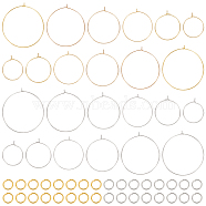 PandaHall Elite DIY Wire Ring Drop Earring DIY Making Kit, Including 316 Surgical Stainless Steel Hoop Earring Findings, Brass Wine Glass Charms Findings, 304 Stainless Steel Jump Ring, Golden & Stainless Steel Color, 520pcs/box(STAS-PH0003-29)