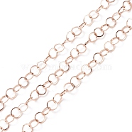 Ion Plating(IP) 304 Stainless Steel Rolo Chains, Soldered, with Spool, Rose Gold, 5x0.5mm, 32.8 Feet(10m)/roll(CHS-B001-03RG)