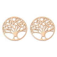 Rack Plating Brass Connector Charms, Etched Metal Embellishments, Long-Lasting Plated, Tree of Life Links, Light Gold, 15x0.3mm, Hole: 1.8mm(KK-Q792-16LG)