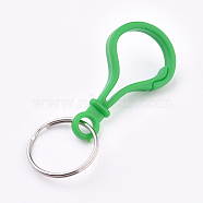 (Clearance Sale)Keychain Clasp Findings, with Platinum Plated Iron Key Rings and Acrylic Clasps, Lime Green, 69mm(KEYC-TAC0001-05B)