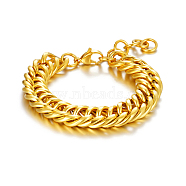 Stylish Retro Stainless Steel Wide Snake Chains Bracelet for Daily Unisex Couples, Real 18K Gold Plated, 6-3/4 inch(17cm)(BD0149)