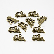 Metal Alloy Pendants, Cadmium Free & Nickel Free & Lead Free, Train, Antique Bronze, 17.8x11.5x2mm, Hole: 2mm(PALLOY-A13039-AB-NF)