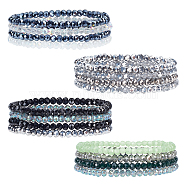 4 Sets 4 Color Sparkling Glass Beaded Stretch Bracelets Set, Stackable Bracelets, Mixed Color, Inner Diameter: 2-1/4 inch(5.6cm), 4Pcs/set, 1 Set/color(BJEW-AN0001-67)
