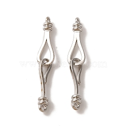 Brass Hook and S-Hook Clasps, Cadmium Free & Nickel Free & Lead Free, Platinum, 33mm, Hole: 1.4mm(KK-U016-04P)