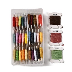 24 Cards 24 Colors 6-Ply Polyester Embroidery Floss, Cross Stitch Threads, Mixed Color, 0.5mm, about 4.37 Yards(4m)/card, 1 card/color(OCOR-K006-C05)