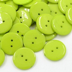 Acrylic Sewing Buttons, Plastic Buttons for Costume Design, 2-Hole, Dyed, Flat Round, Yellow Green, 22x3mm, Hole: 1mm(BUTT-E084-D-03)