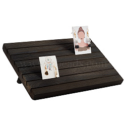 7-Slot Wooden Place Card Display Stands, for Postcards, Earring Display Cards Holder, Dyed & Heated, Rectangle, Black, 29x19x2cm, about 3pcs/set(ODIS-WH0029-52B)