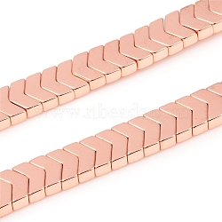 Electroplated Non-magnetic Synthetic Hematite Beads Strands, Arrow, Rose Gold Plated, 5.5x8x3mm, Hole: 1mm, about 114pcs/Strand, 16.14 inch(41cm)(G-F682-04A-RG)