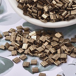MIYUKI TILA Beads, Japanese Seed Beads, 2-Hole, (TL457) Metallic Dark Bronze, 5x5x1.9mm, Hole: 0.8mm, about 5900pcs/500g(SEED-MY05-TL0457)