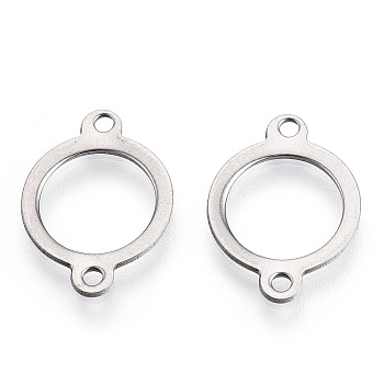 201 Stainless Steel Links connectors, Ring, Stainless Steel Color, 18x13x1mm, Hole: 1.5mm
