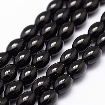 Natural Black Onyx Beads Strands, Dyed & Heated, Rice, 9x6mm, Hole: 1.2mm, about 43pcs/strand