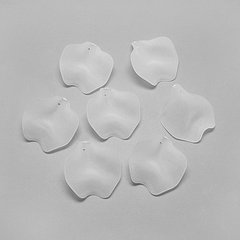 Transparent Acrylic Pendants, Frosted, Petal, Clear, 26x24x1mm, Hole: 1.5mm
