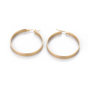 304 Stainless Steel Big Hoop Earrings, Hypoallergenic Earrings, Ring, Golden, 41x4mm, Pin: 1.4mm