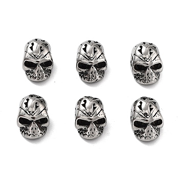 316 Surgical Stainless Steel Beads, Skull, Antique Silver, 8x7x8.5mm, Hole: 1.2mm