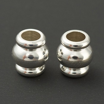 Brass Beads, Long-Lasting Plated, Column, 925 Sterling Silver Plated, 6x5.5mm, Hole: 3mm