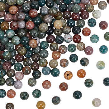 4 Strands Natural Indian Agate Beads Strands, Round, 6mm, Hole: 0.8mm, about 63pcs/strand,  14.76 inch(37.5cm)